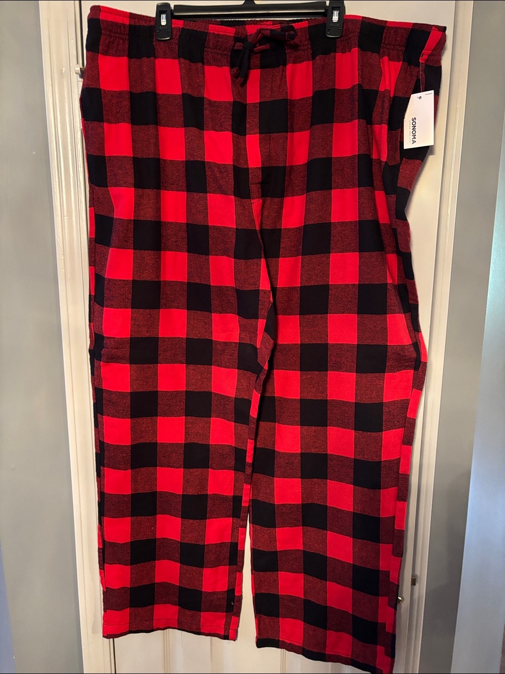 Sonoma Dark Red & Black Plaid Summer Weight Lounge Pajama Pants NWT